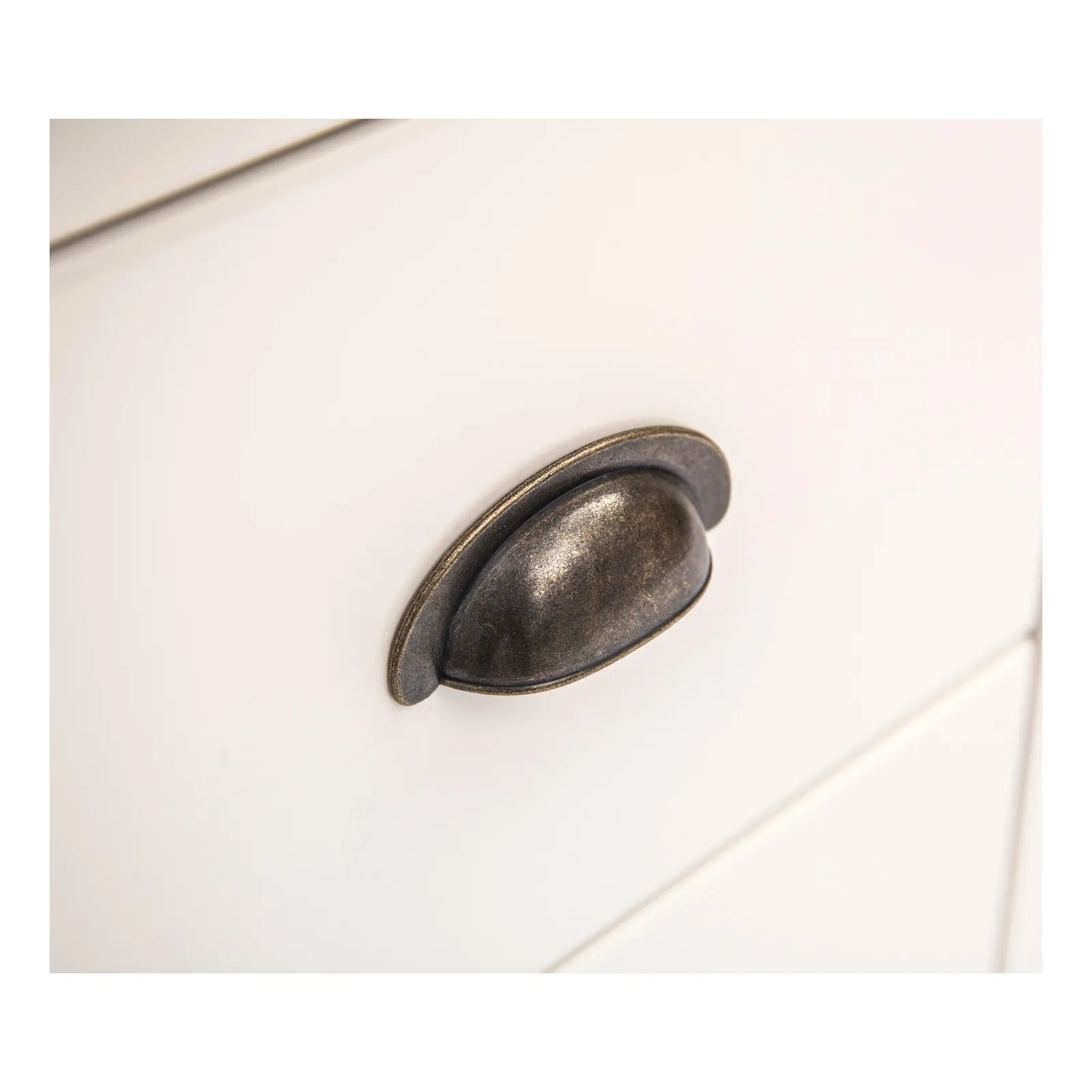 Cabinet Bits Lovere 4 Drawer Chest of Drawers Brass Cup Handle in Off-White 6