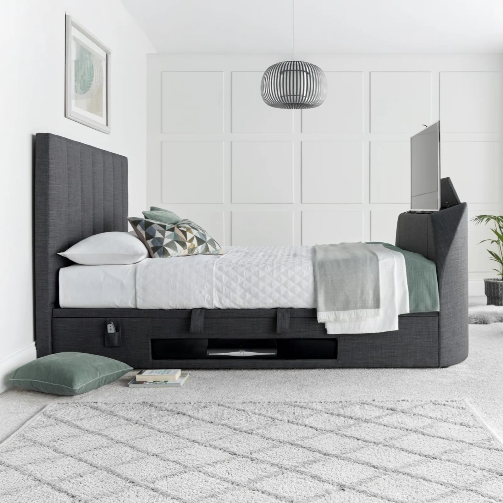 Medburn - King Size - Ottoman Storage Bed - Slate Grey - Fabric - 5ft - Happy Beds