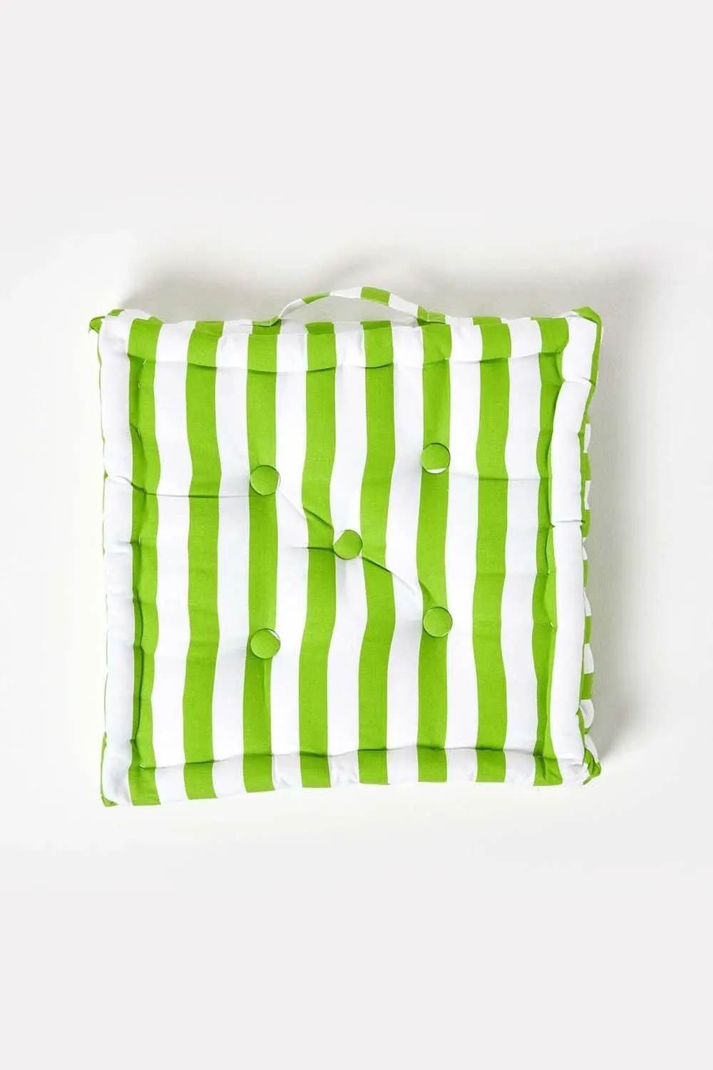 Homescapes Cotton Thick Stripe Floor Cushion in Green 3