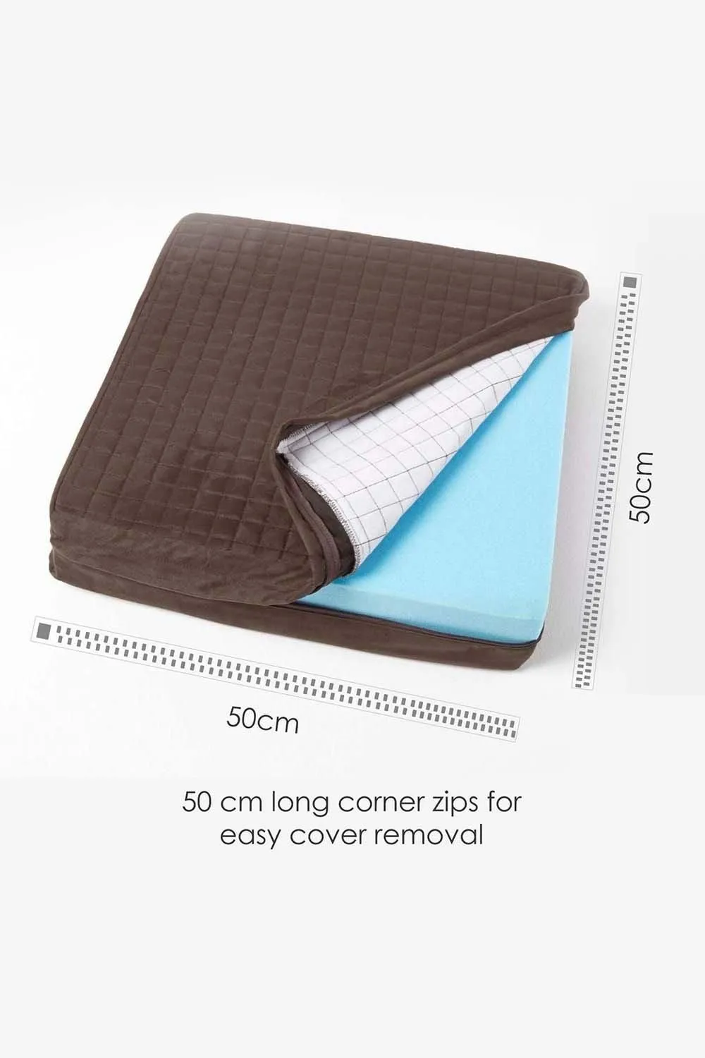Homescapes Quilted Polyester Armchair Booster Cushion Cover in Chocolate 3