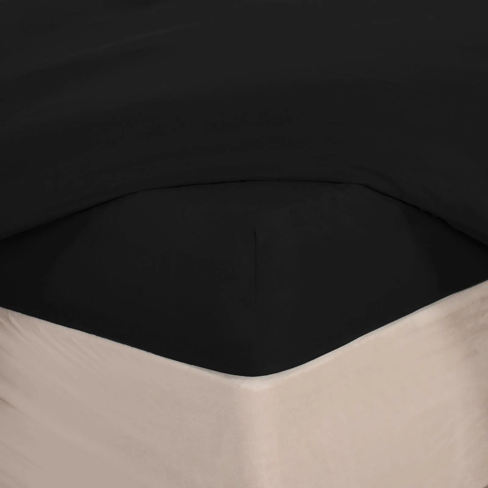 OHS Plain Dyed Non-Iron Fitted Bed Sheet in True Black | Size: Double Fitted