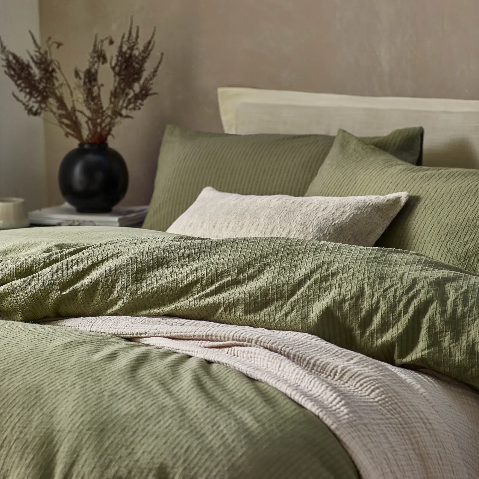 Yard Malton Stripe 100% Cotton Duvet Cover Set in Beige 2
