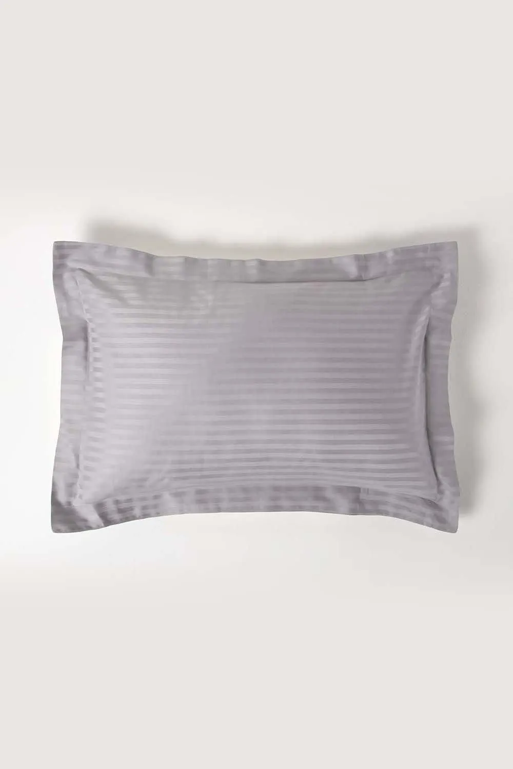 Homescapes Egyptian Cotton Satin Stripe Oxford Pillowcase 330 TC in Grey 1