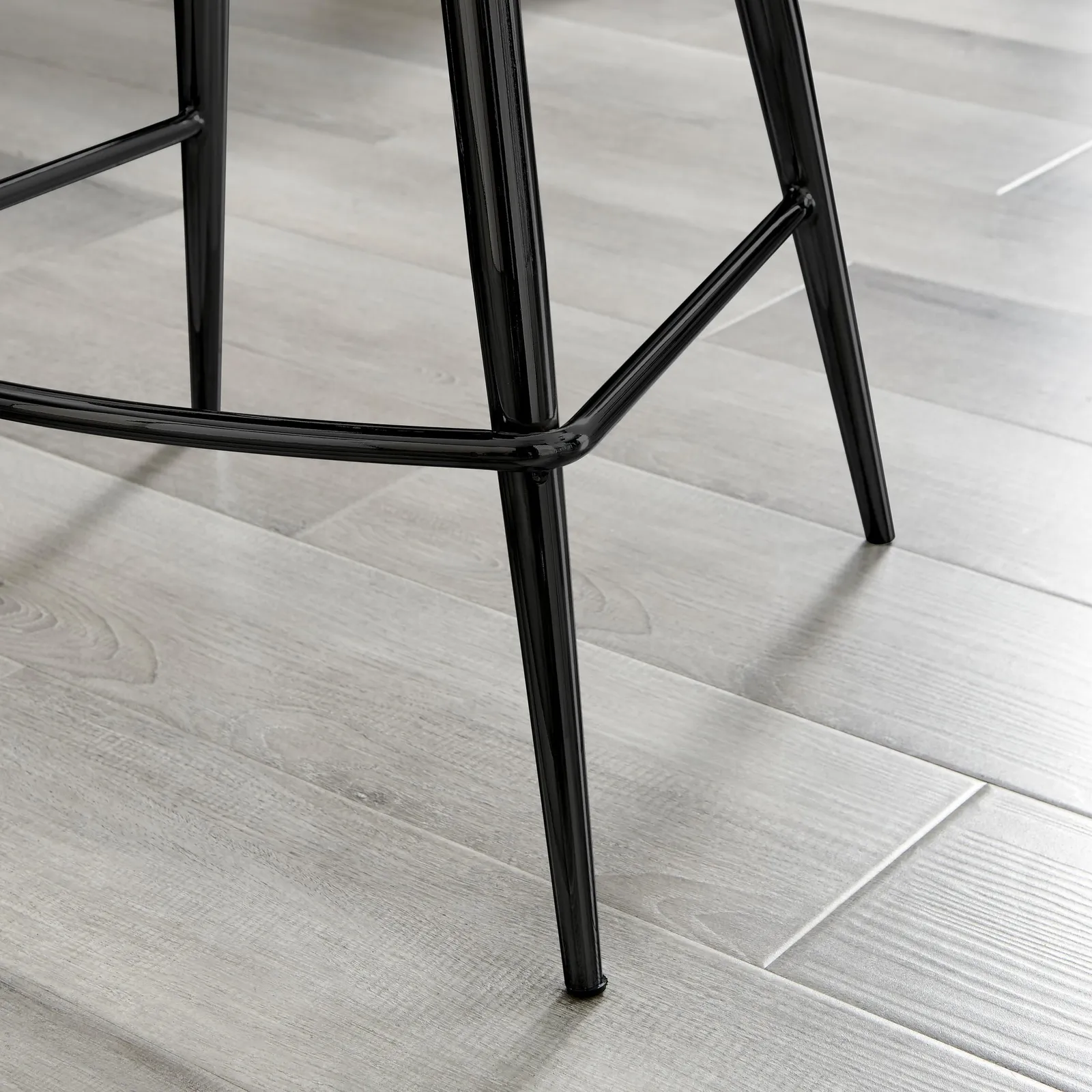 FurnitureboxUK Pesaro Set of 2 Velvet Black Legs Counter Stools 5