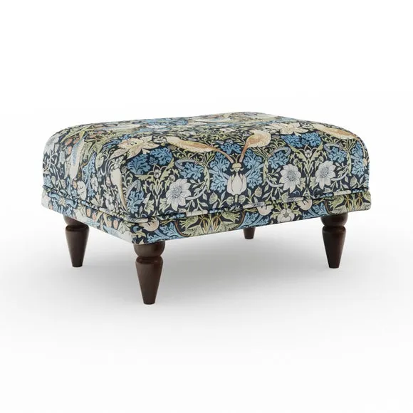 Jolene William Morris Strawberry Thief Print Velvet Footstool 5