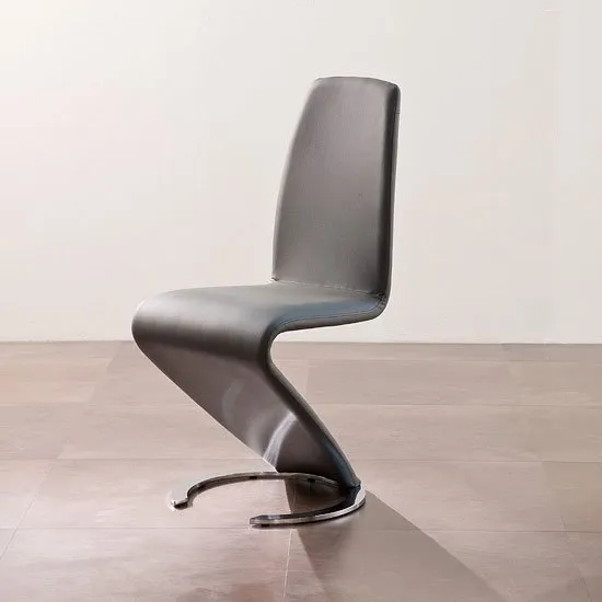 Swing II Metal Swinging Grey Real Leather Dining Chair