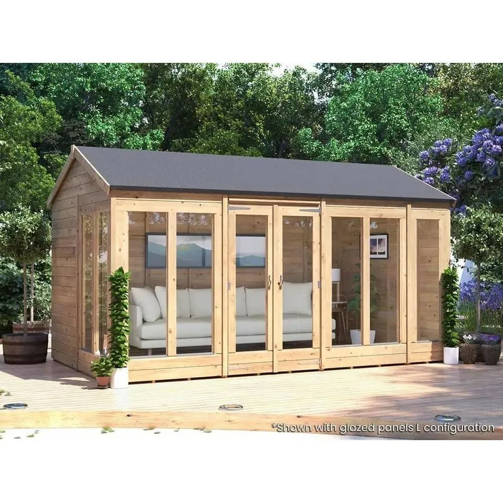 Dunster House Summerhouse 4m x 2.4m (14' x 8') Reverse Apex, RagePanda Modular in Brown 2