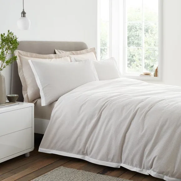 Bianca Seersucker Woven Stripe 100% Cotton Duvet Cover & Pillowcase Set 1