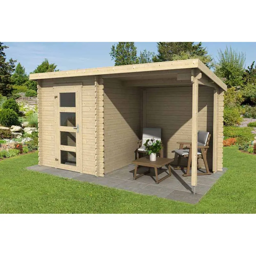 Lasita Maja Ltd Jelle 175 Plus-Log Cabin, Home Office - L390xW214.4xH210.9 cm in Brown