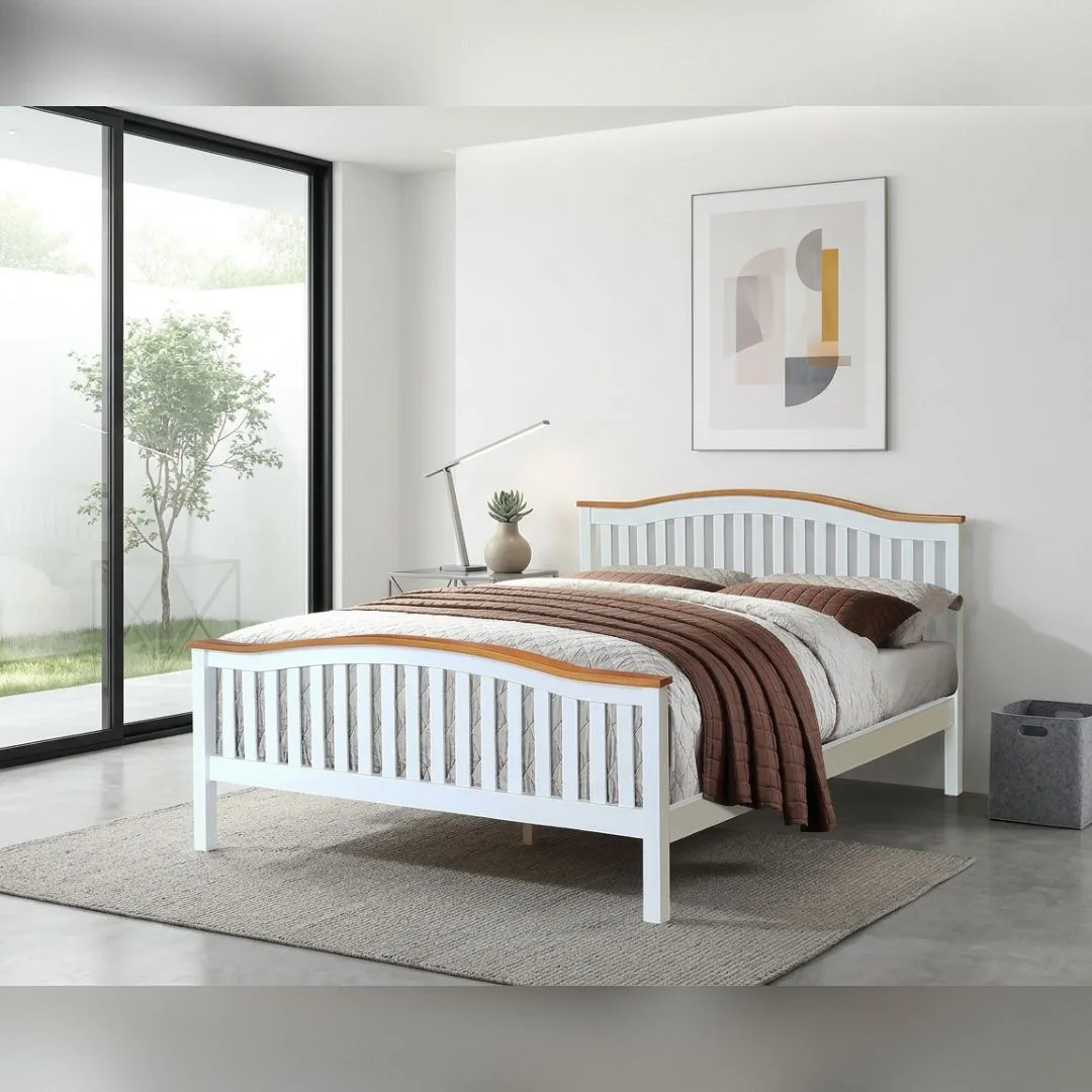 Comfy Living Ltd Solid Wooden Curved Bed Frame in White