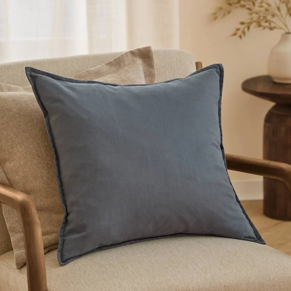 Yard Slub Cotton Cushion in Dark Blue 1