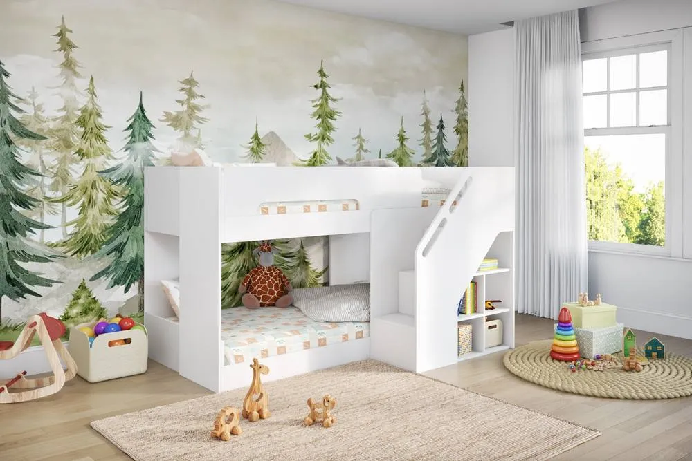 Flair Phobo Staircase Low Compact Bunk Bed White 2