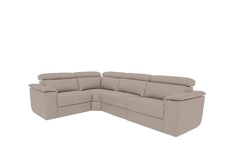 Davide Small Leather Left Hand Facing Corner Sofa - Botero Tortora
