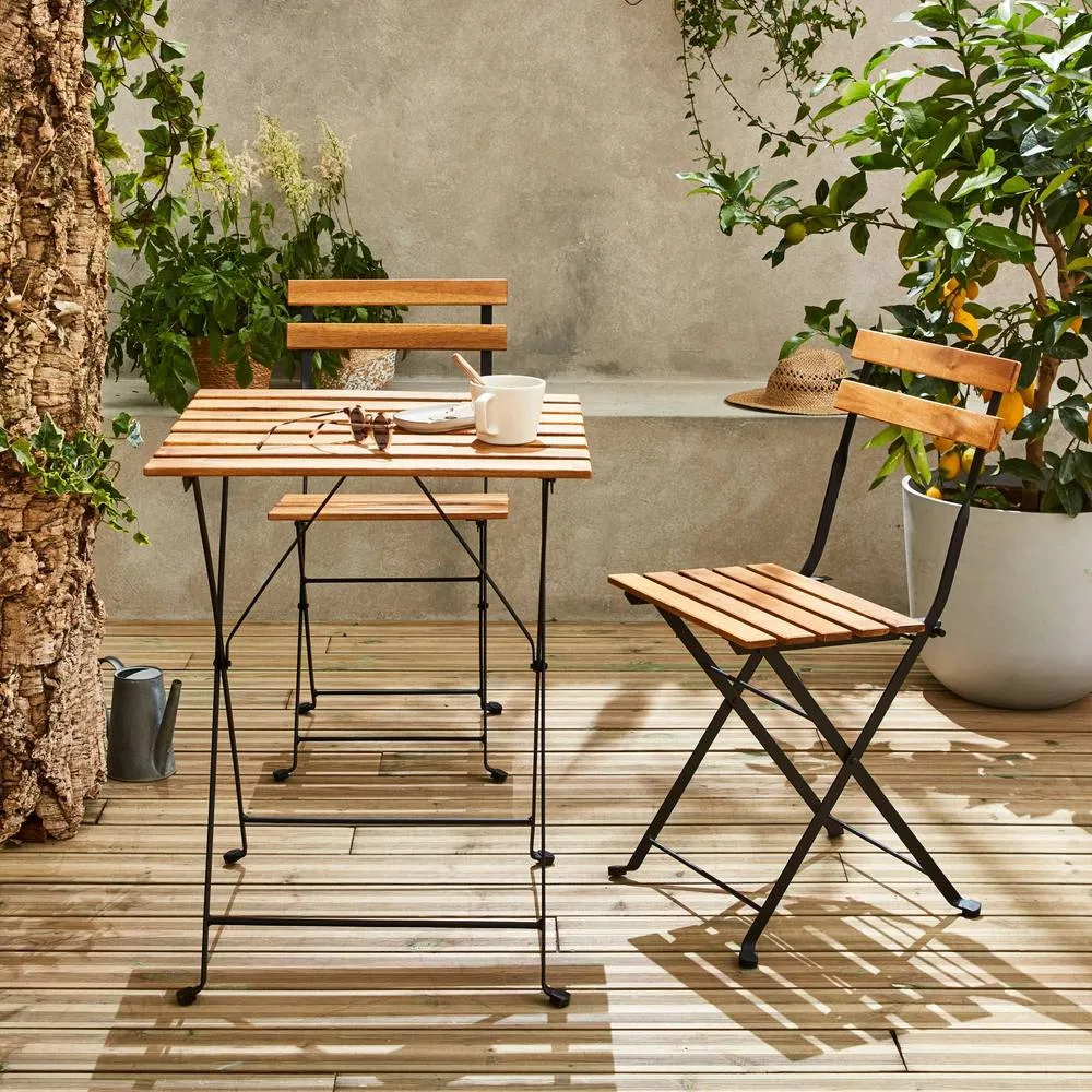 sweeek 2-seater foldable bistro garden table with chairs in Black 6