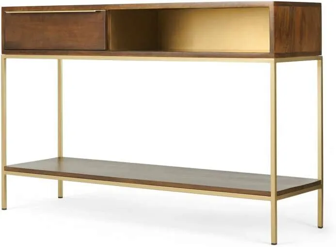 Anderson Console Table, Mango Wood & Brass