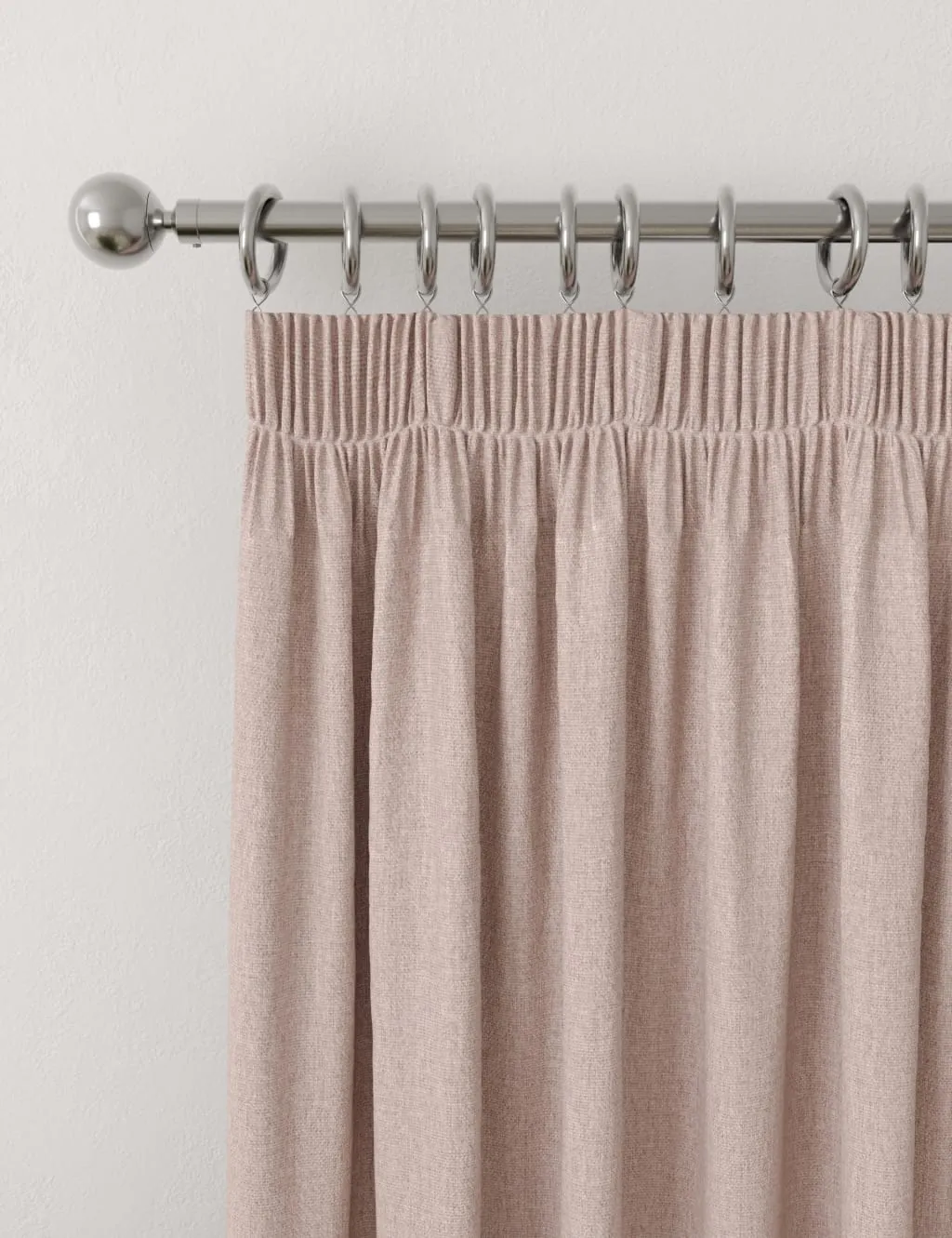 M&S Brushed Pencil Pleat Blackout Thermal Curtains Blush