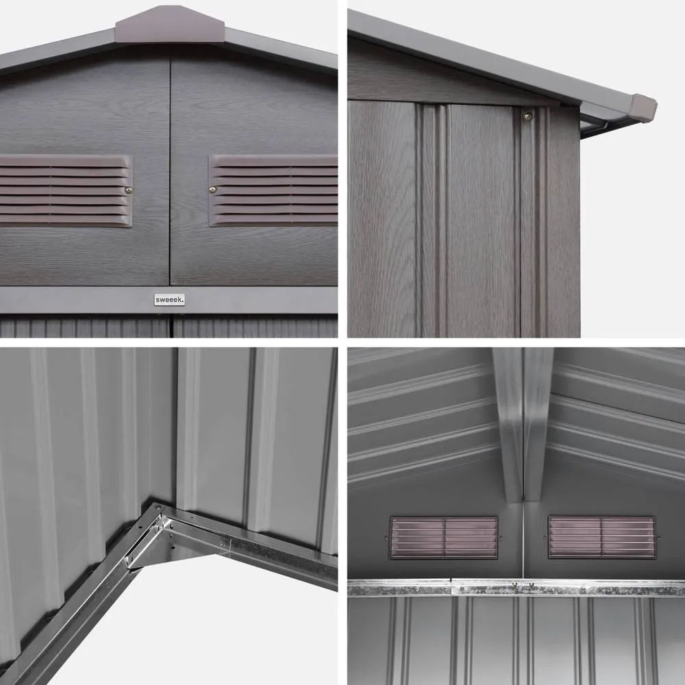 sweeek Metal garden shed 5.29m² with anchoring kit in Grey 6