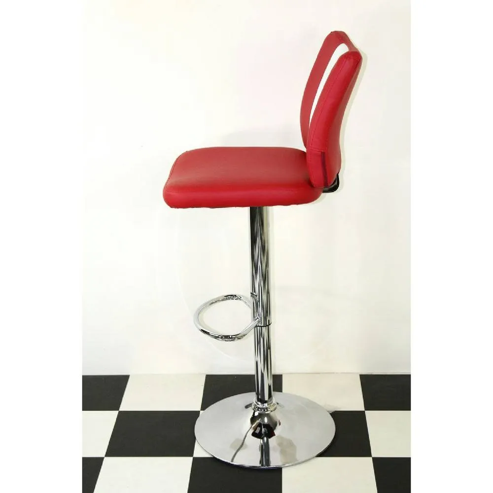 netfurniture Tarina Retro Kitchen Breakfast Bar Stool Red Padded Adjustable Seat 2