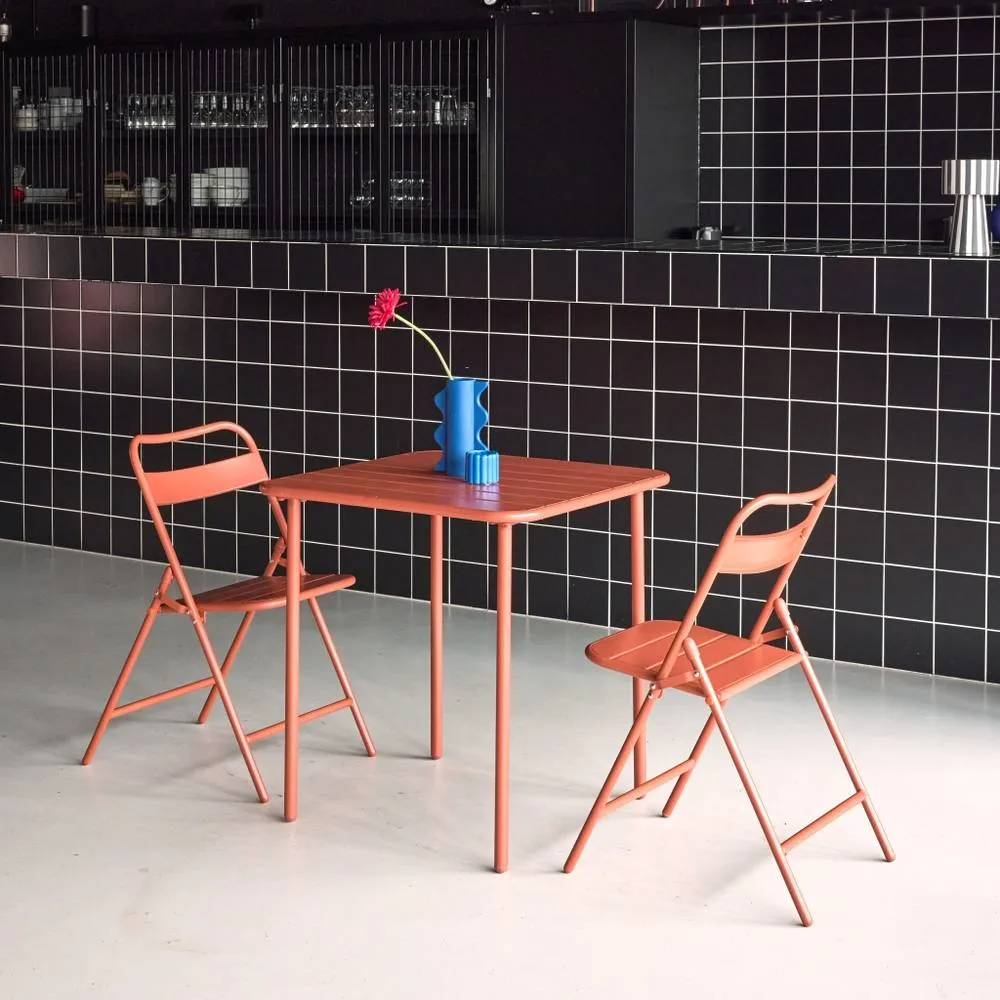 sweeek Metal garden table + 2 chairs in Terracotta