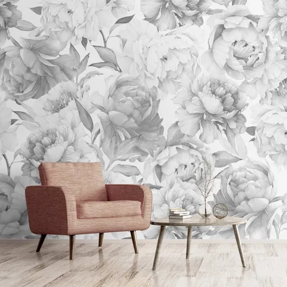 Tonal Peony Floral Wall Mural 1