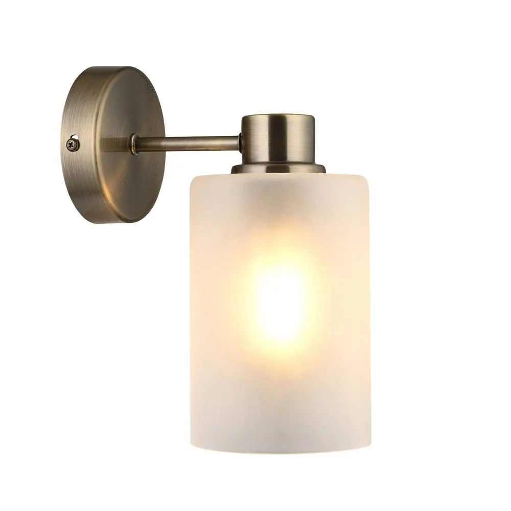 First Choice Lighting Panton - Antique Brass Wall Light with Frosted Glass Shades in Bronze 6