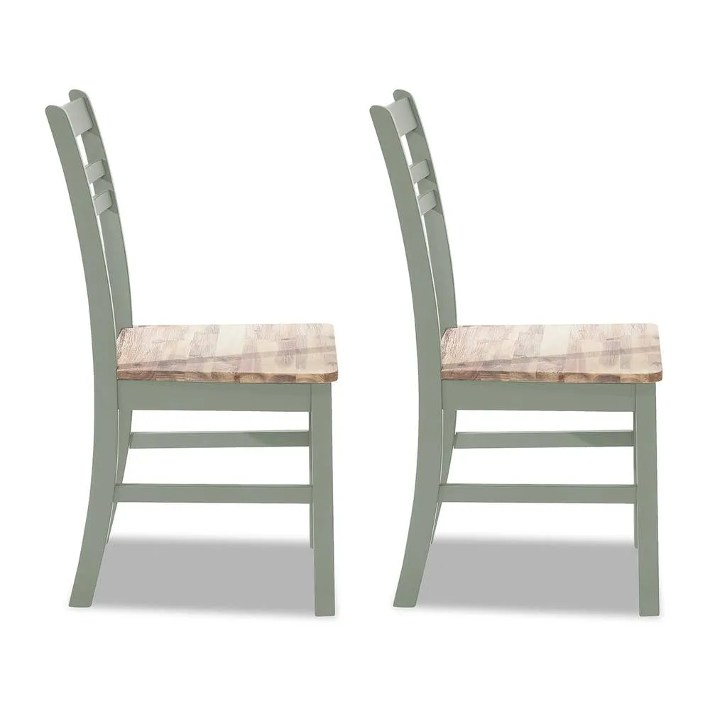 Statement Furniture Florence Country Style Wooden Chairs Set of 2 in Light Green 1