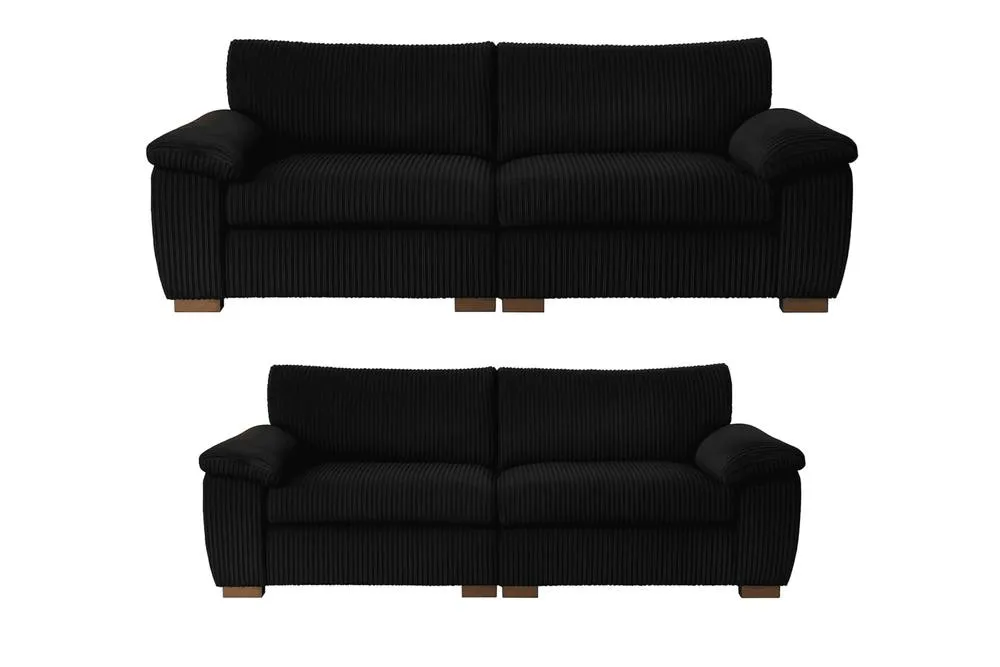 Bliss Furniture Amalfi 3+2 Seater Split Sofa Soft Fabric in Black