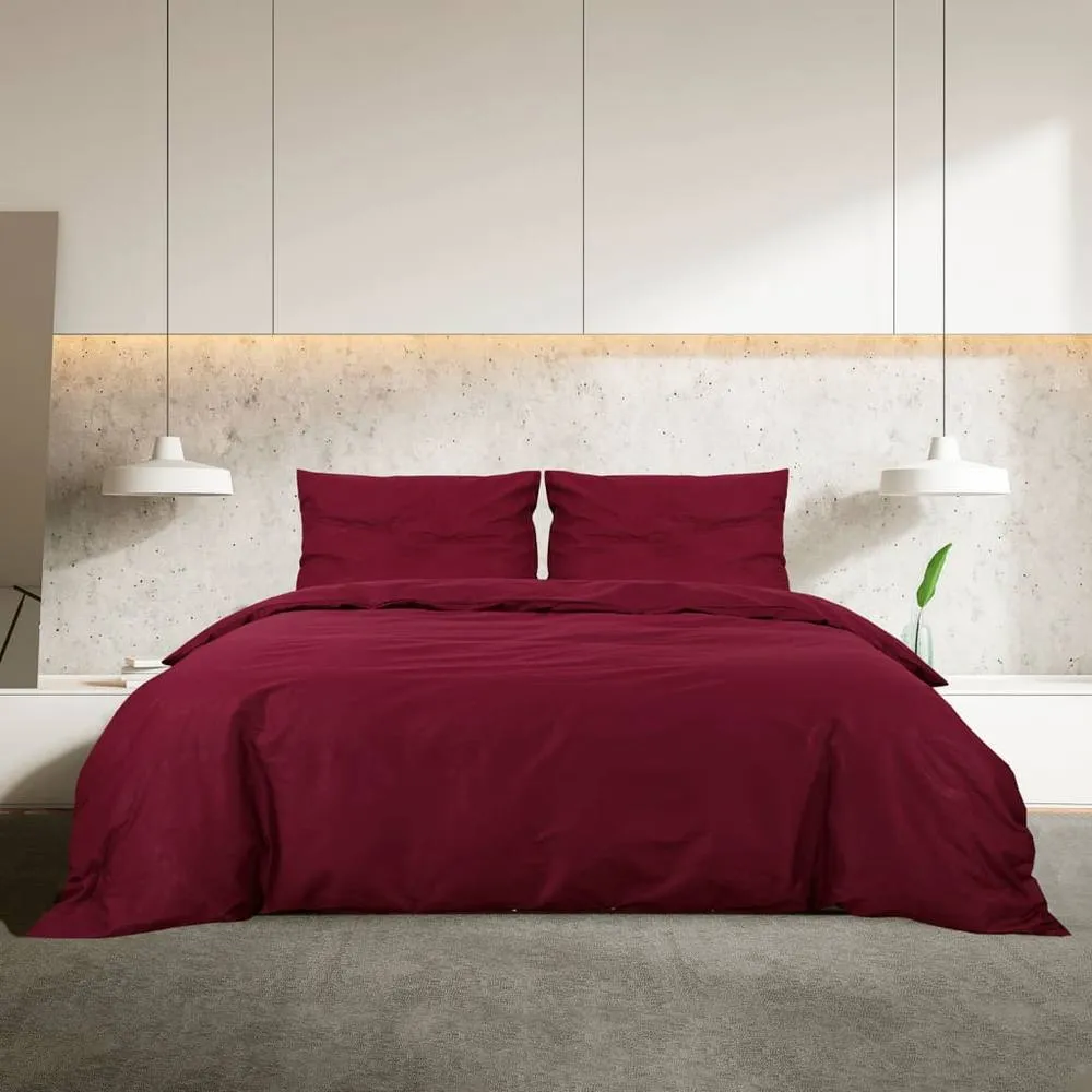 Berkfield Home Elegant Duvet Cover Set Bordeaux 140x200 cm Cotton in Red
