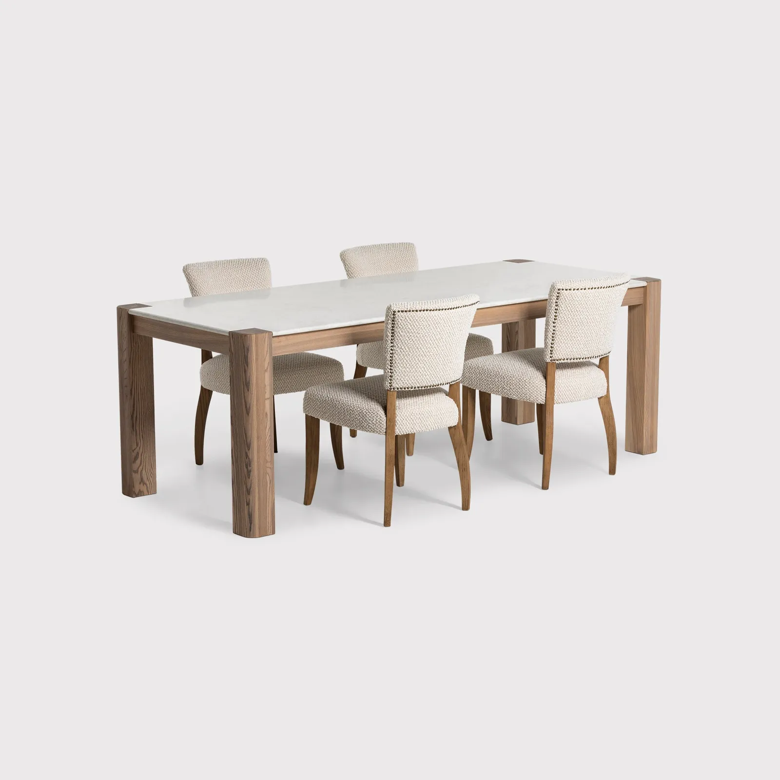 Hickory 230Cm Dining Set With 4 Otto Dining Chairs, Ash Wood | Barker & Stonehouse