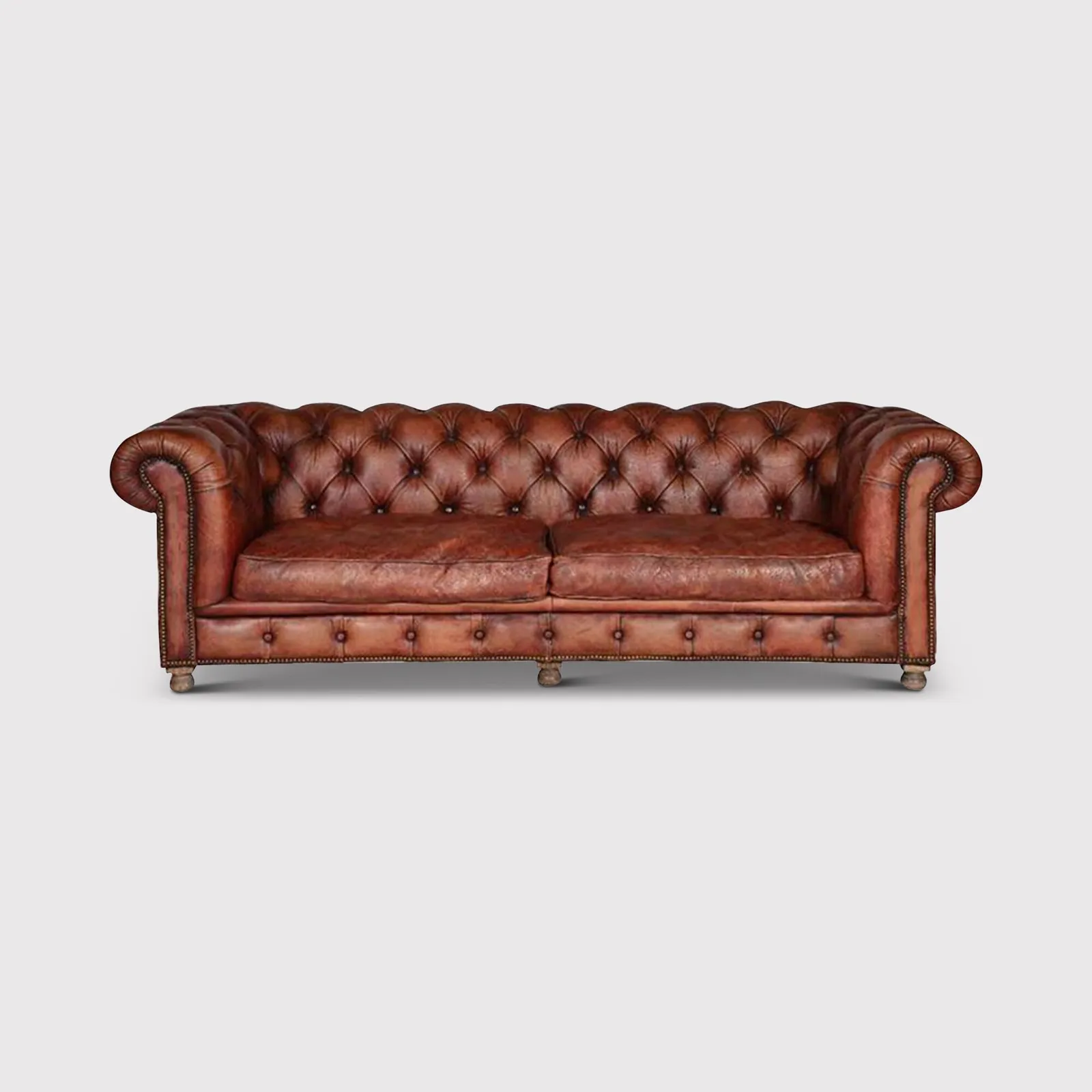 Timothy Oulton Westminster Feather Chesterfield Sofa 3 Seater, Red Leather | Barker & Stonehouse