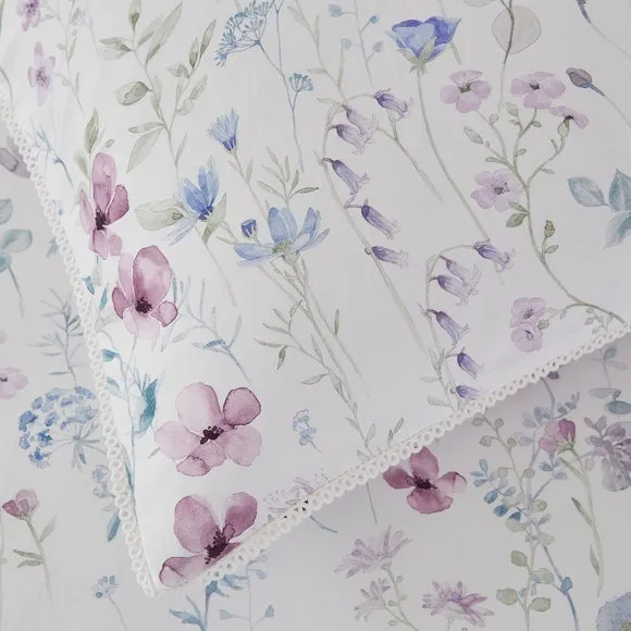 Dorma Wildflower Mauve 100% Cotton Pillowcase Pair 3