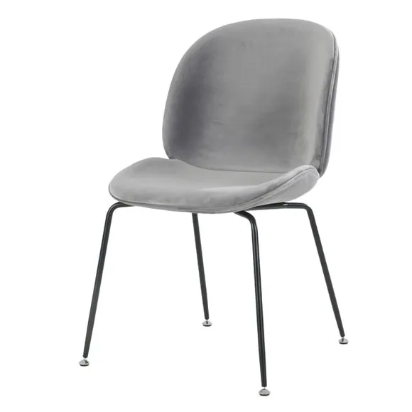 Fusion Living Luxurious Velvet Dining Chair with Black Metal Legs 2