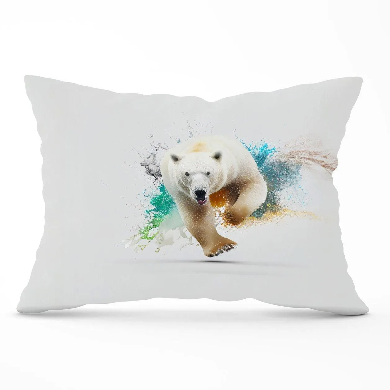 Warren Reed - Designer Charging Polar Bear Cushions in White