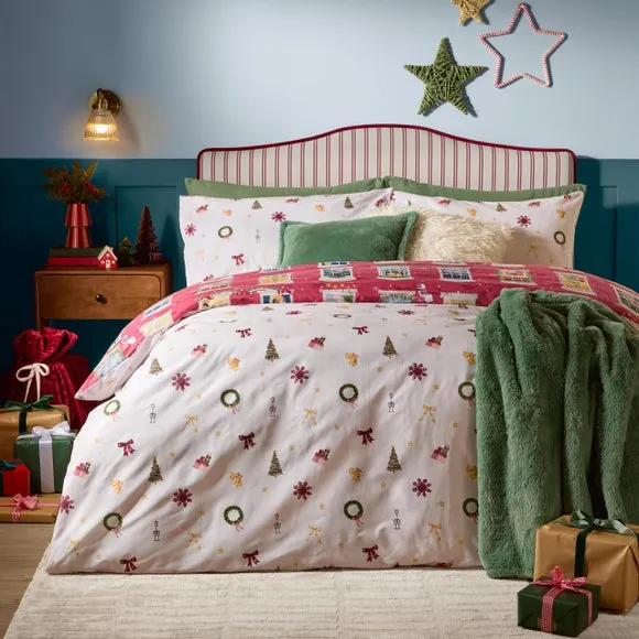 Furn. Christmas Eve Brushed Polycotton Duvet Cover & Pillowcase Set 2