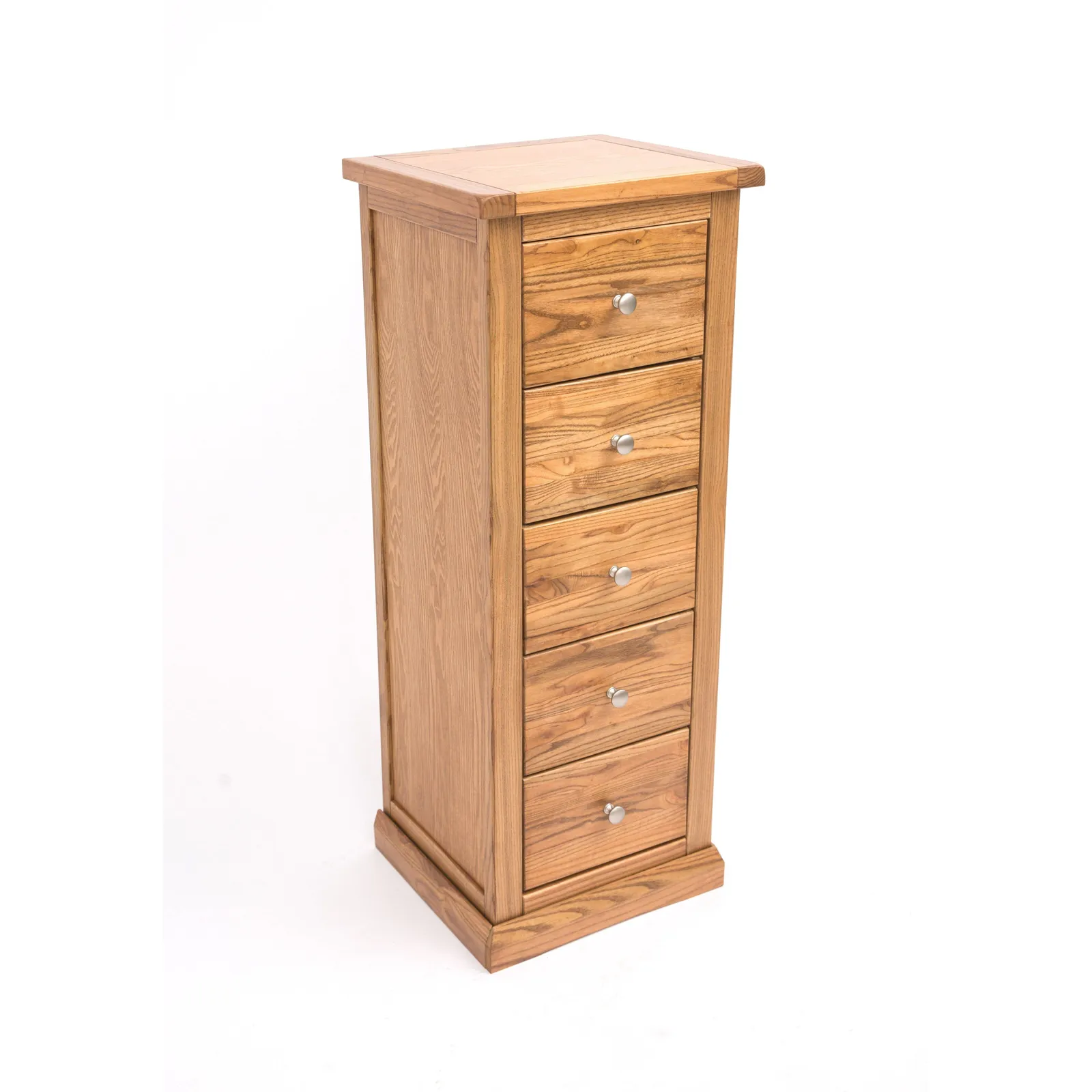 Cabinet Bits Salerno 5 Drawer Narrow Chest of Drawers Chrome Knob in Natural 3