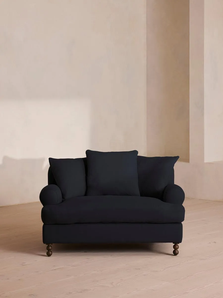 Audrey Loveseat, Linen, Indigo