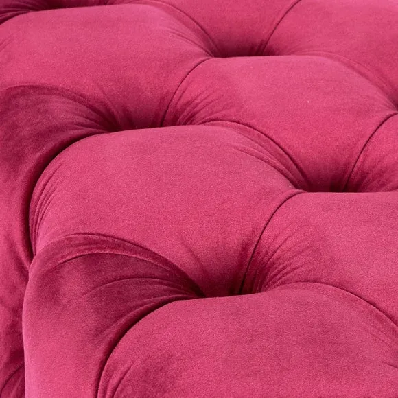 Return - Seraphina Velvet Buttoned Footstool, Raspberry Pink 5