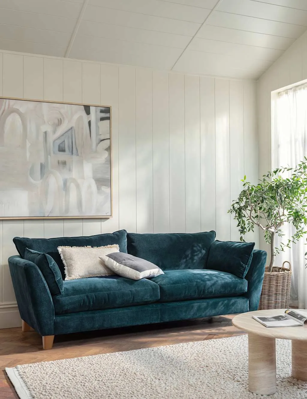 BARKER AND STONEHOUSE Irving Chenille Grand 4 Seater Sofa Blue