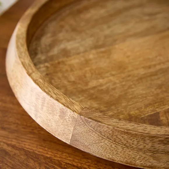 Round Mango Wood Angled Edge Tray 2
