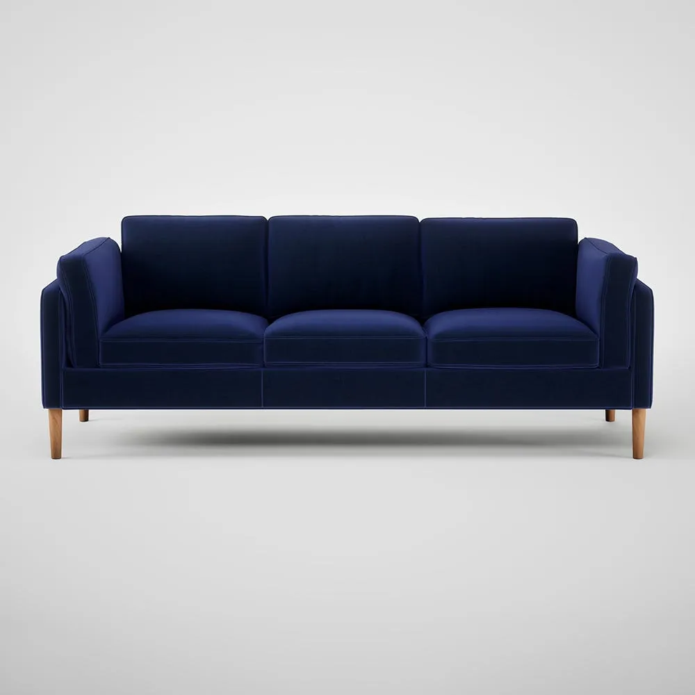 Heal's Sonno 4 Seater Sofa Nobilis Velvet Neptune Natural Feet 2