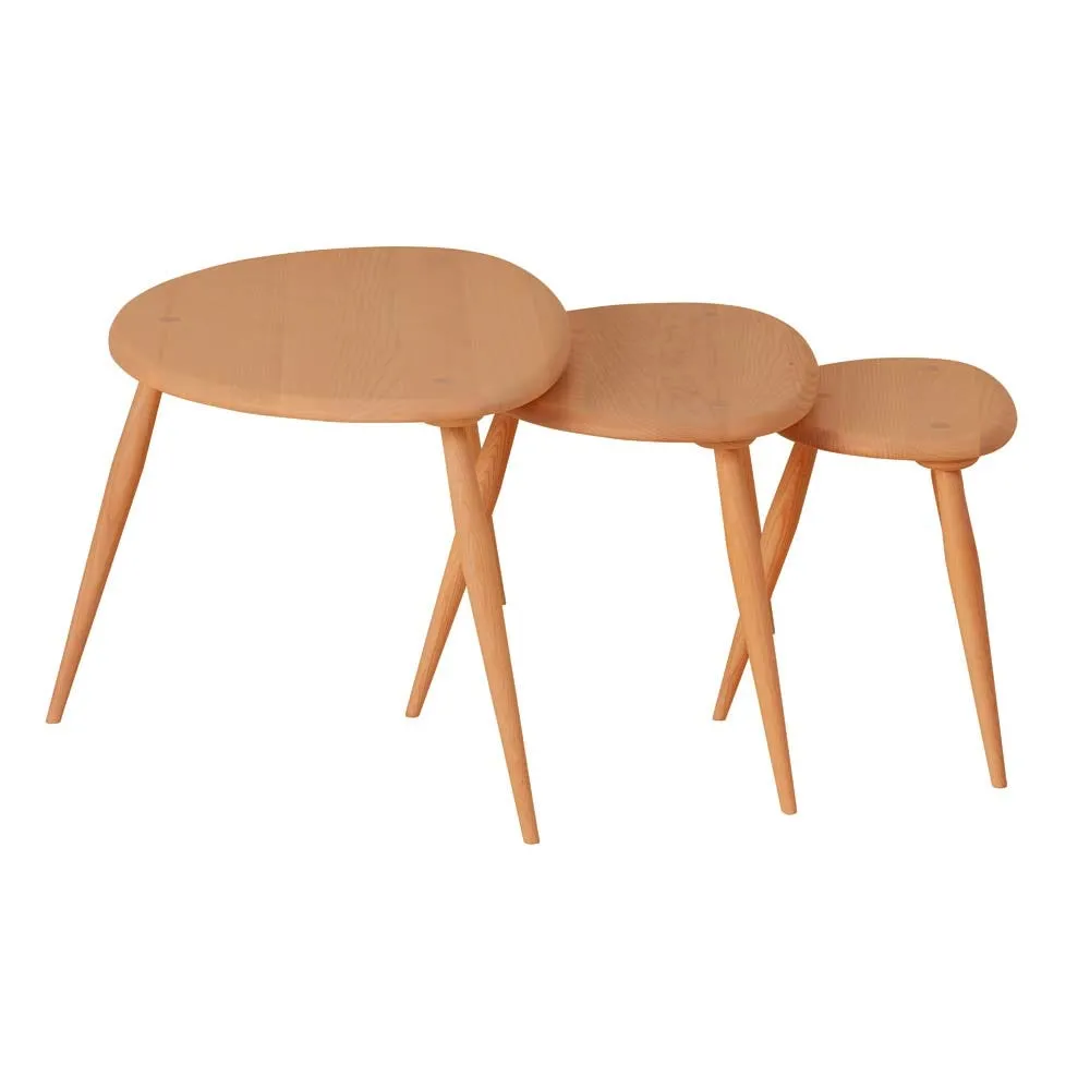 Ercol Pebble Nest of Tables Light Ash 2