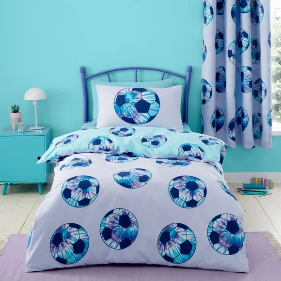 Catherine Lansfield Tie Dye Football Purple Reversible Duvet Cover and Pillowcase Set 2