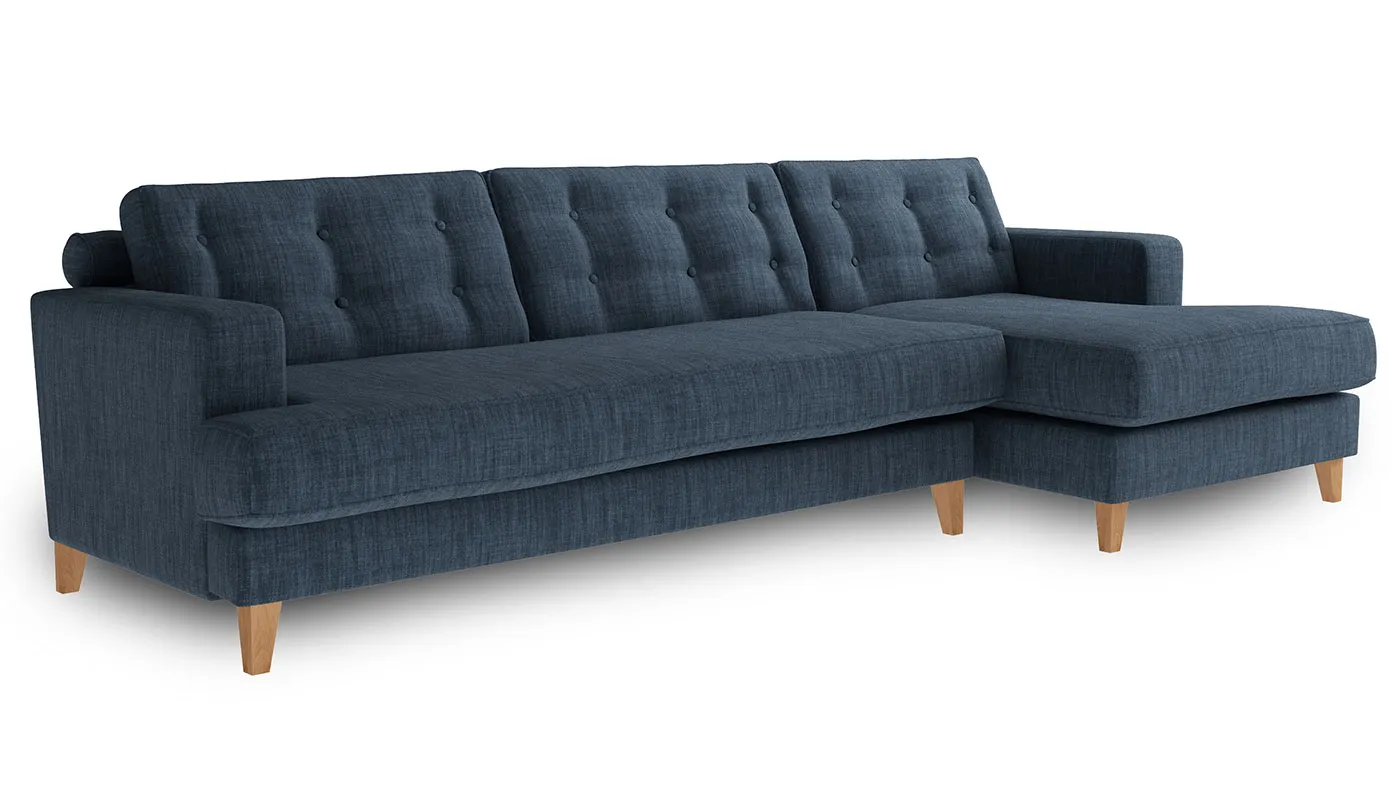 Heal's Mistral Right Hand Facing Corner Sofa Broad Weave Lagoon Natural Feet