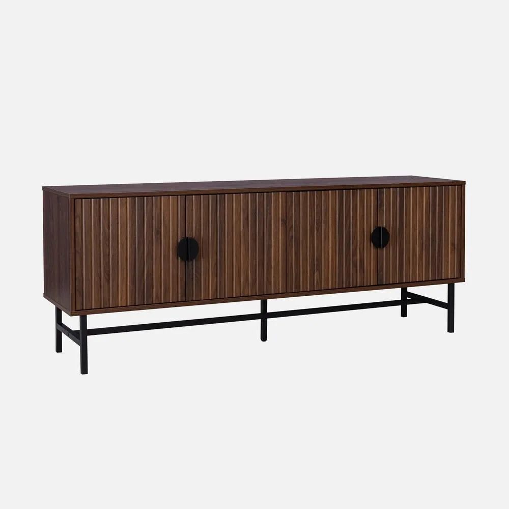 sweeek 157.5cm Tv Unit Wooden Effect 4 Doors in Dark Brown 5