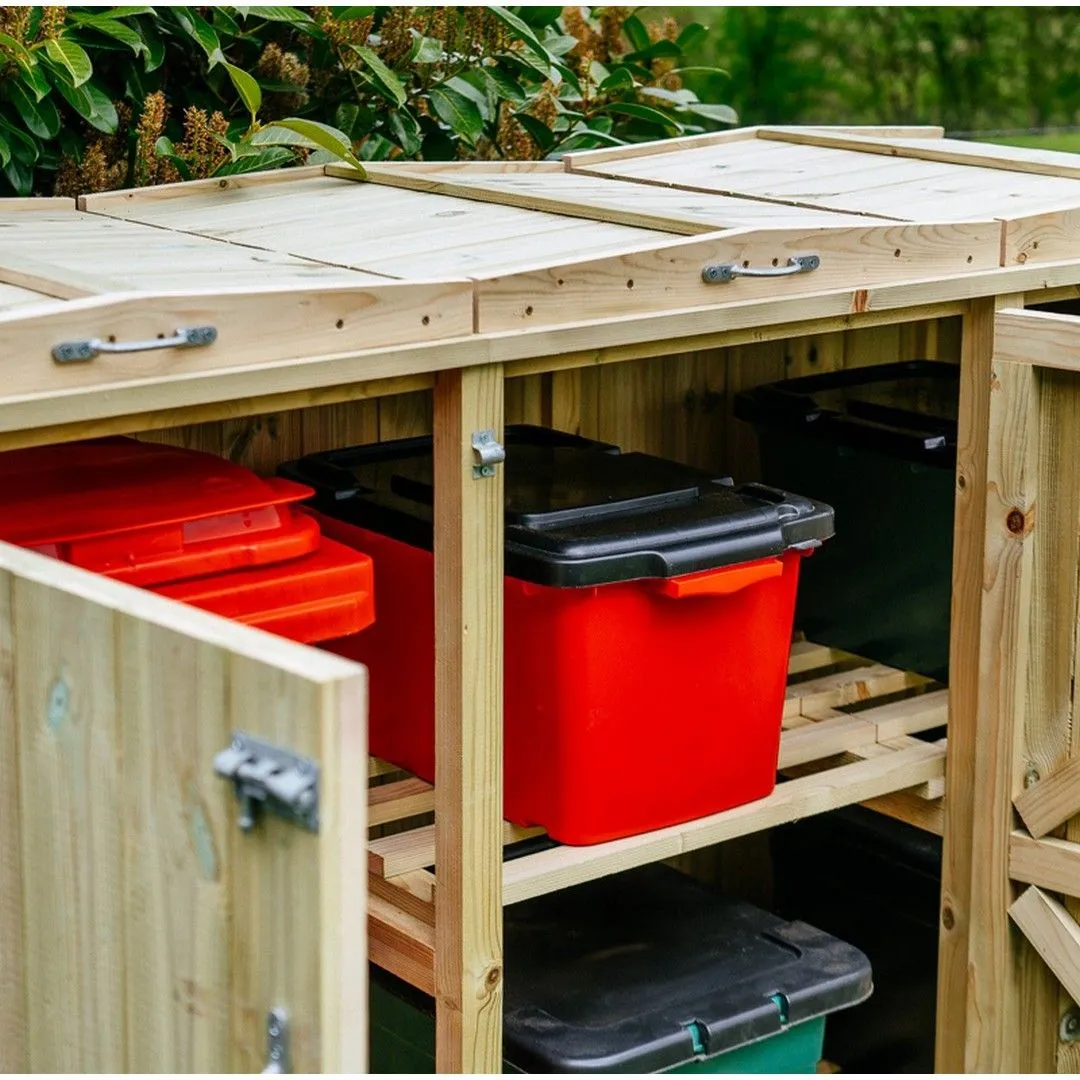 Buttercup Farm Shireburn Bin Store, Fits 2x 180L/240L Wheelie Bins & 4x Boxes in Brown 2
