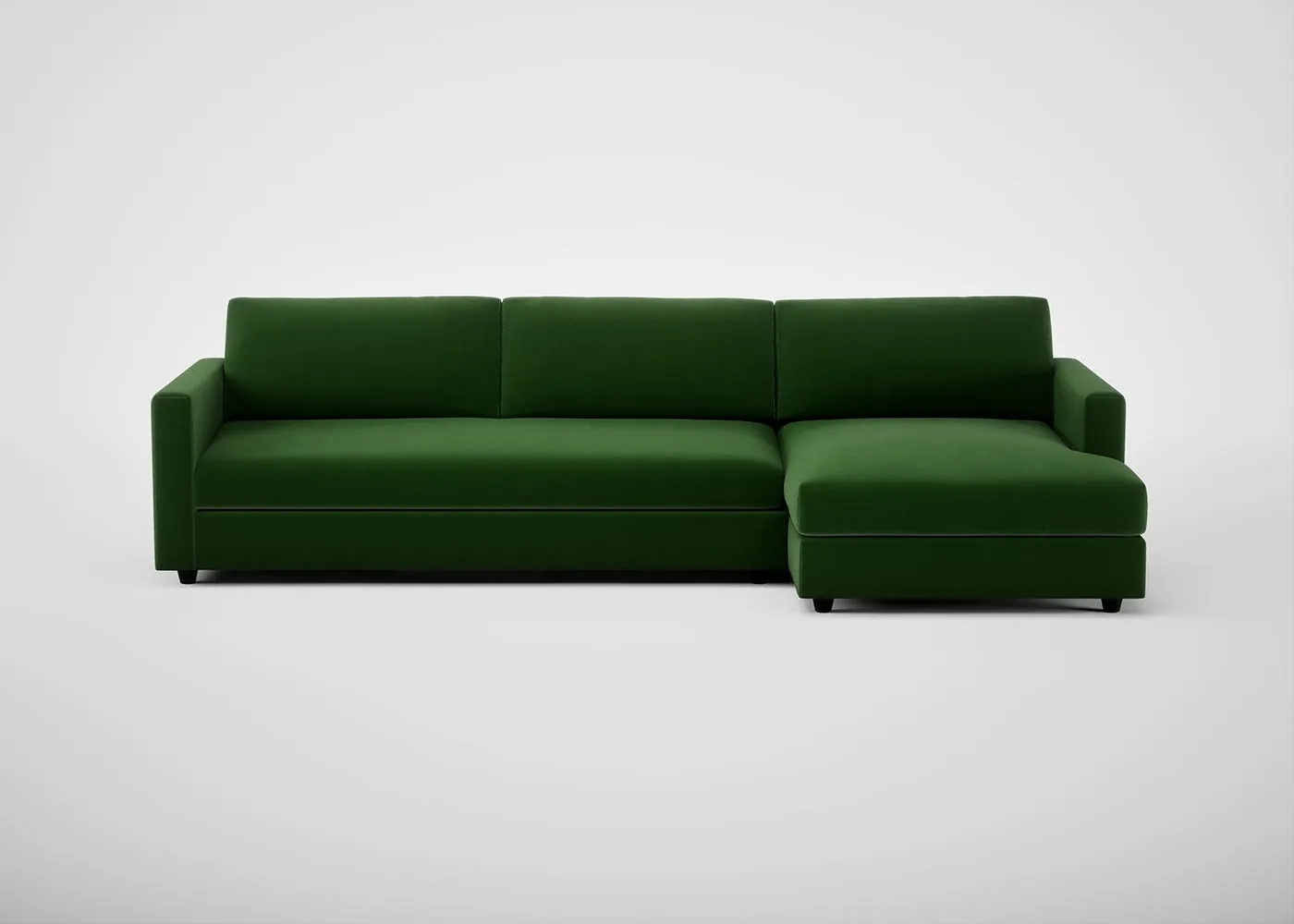 Heal's Nimbus II RHF 4 Seater Corner Chaise Smart Velvet Forest Black Feet
