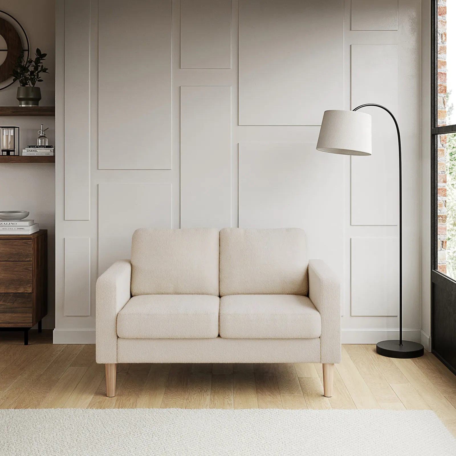 Jacob Sherpa Compact 2 Seater Sofa Ivory