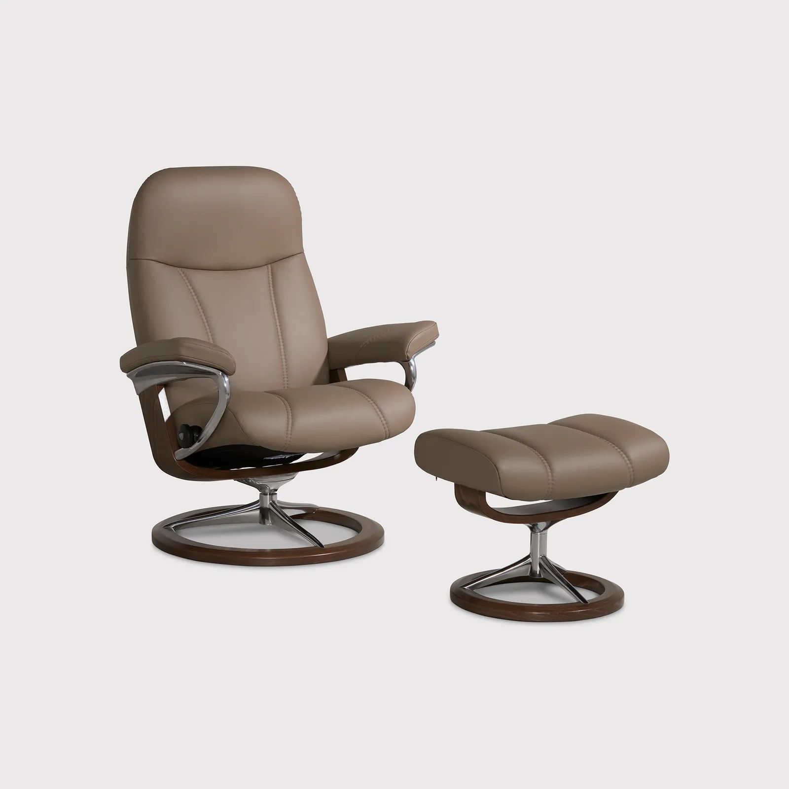 Stressless Consul Small Recliner Chair & Stool, Brown Leather | Barker & Stonehouse 1