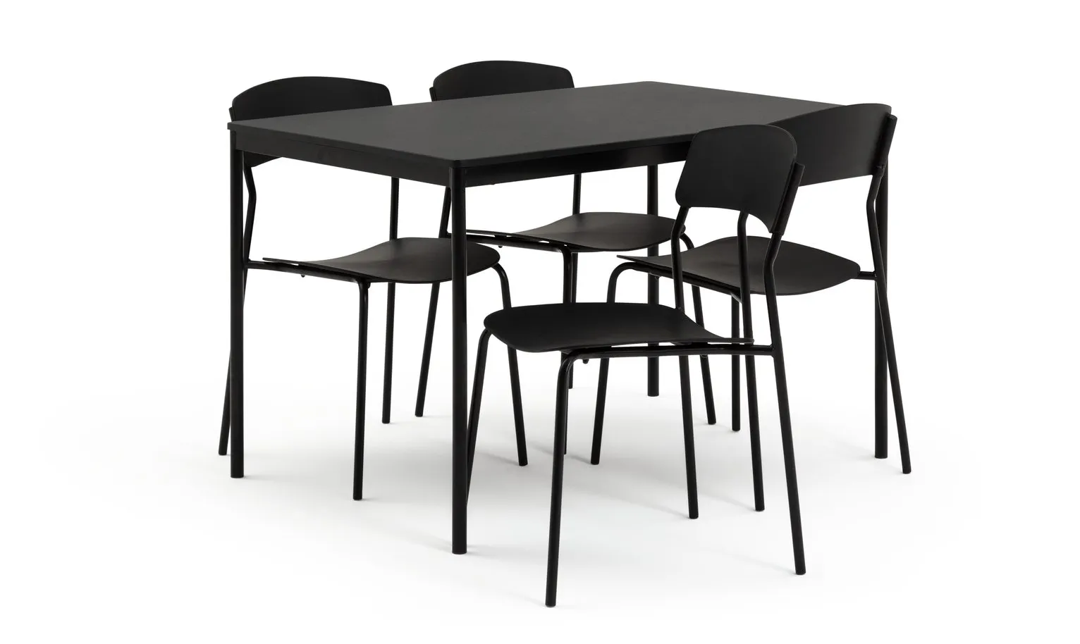 Habitat Stella Wood Effect Dining Table & 4 Black Chairs