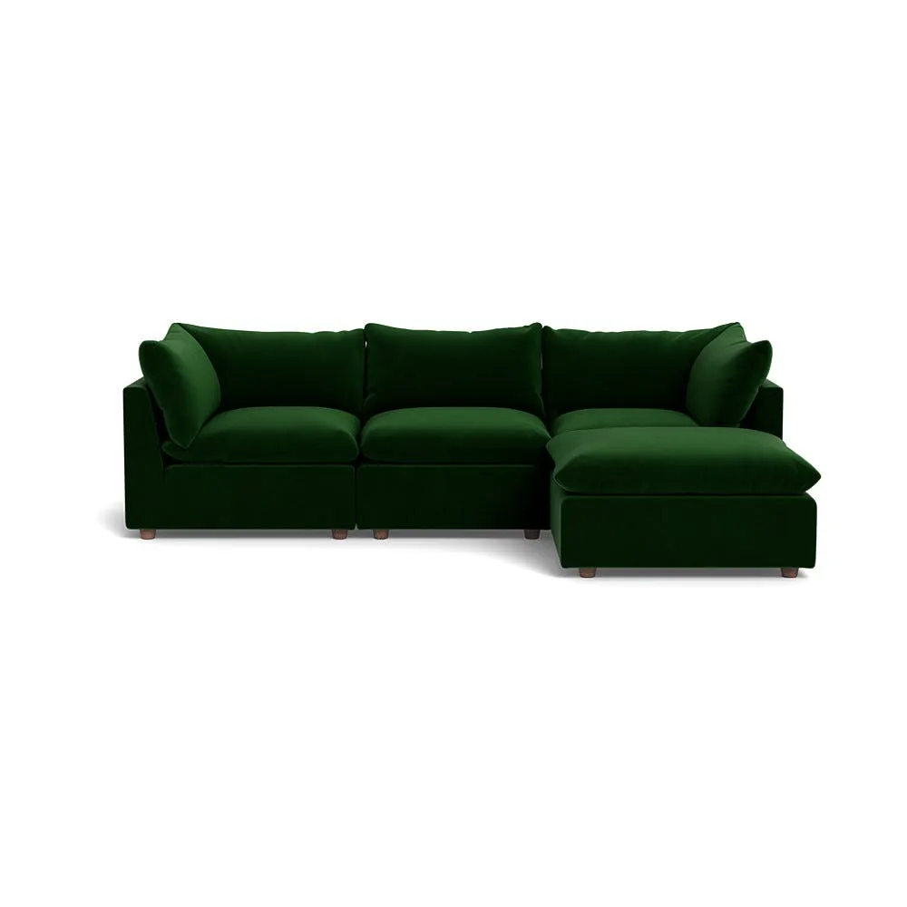 Heal's Astrid Right Hand Facing Corner Sofa Smart Velvet Forest Natural Beech Feet 1